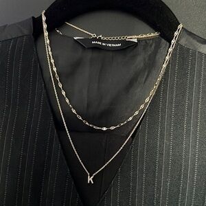 Brand New K initial layers chain Necklace JA4